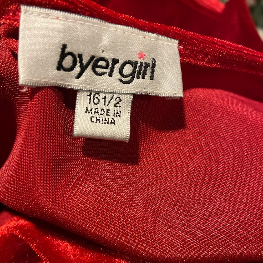 Byer Girl - Girls Chic Scarlet Velvet Midi Dress - Picture 4 of 4